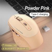 LOERSS 2.4Ghz Bluetooth Wireless Mouse Rechargeable Mute Ergonomic Mice Type-C Touch Mouse Dual Mode Gaming Mouse For Laptop PC