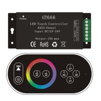 แผงกด Rf ไร้สายแบบ Dc12v-24v Gt666ควบคุม Rgb สำหรับเทปแถบ Led 3528 5050 Rgb