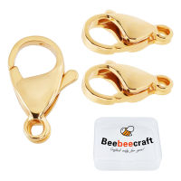 50Pcs 304 Stainless Steel Lobster Claw Clasps Parrot Trigger Clasps Real 24K Gold Plated 12x7x3.5mm Hole: 1.5mm