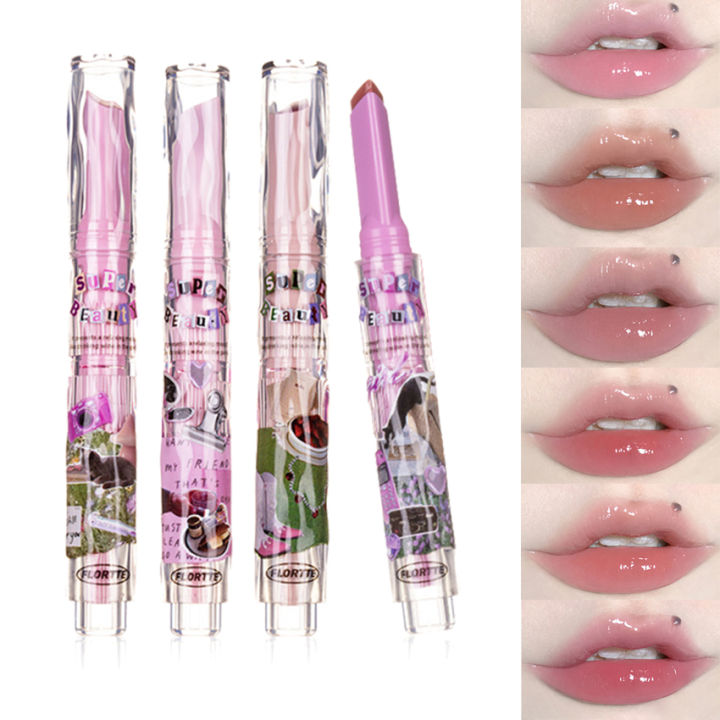 FLORTTE/Flower Loria First Kiss Series Love Stick Lipstick Pen Mirror  Waterlight Lip Glaze Hydrate Love Lipstick 
