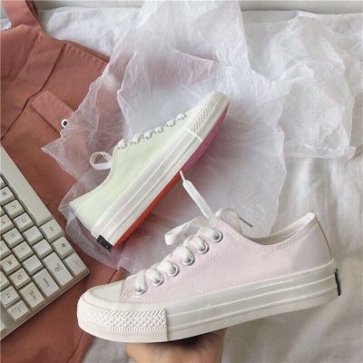 ✐✱◕  The spring of 2022 the new high uv discoloration will help female canvas shoes with light color personality web celebrity fashion womens shoes