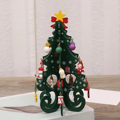 [สงสัย] ของตกแต่งต้นไม้ไม้คริสต์มาส6ชิ้น3D สดใสต้นคริสต์มาสทำจากไม้สำหรับงานเลี้ยงคริสต์มาส
