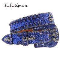 2 Skull Western Rhinestone Belts Luxury Strap Diamond White Belt Vintage Rhinestone Skull Studded Belts For Men Ремень Мужской