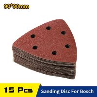 15 Pcs 90x90xmm 6 Hole Sanding Sheets Triangle Sandpaper Hook Loop 60 -240 Grits Abrasive Sanding Disc For Wood Sanding