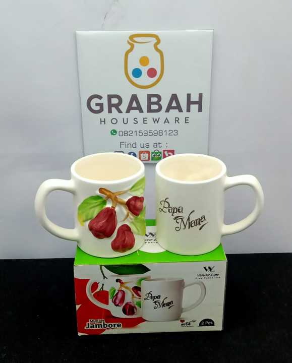 Gelas Cangkir Mug Papa Mama Motif Buah 3 Dimensi Keramik Grabah Houseware Lazada Indonesia 4877