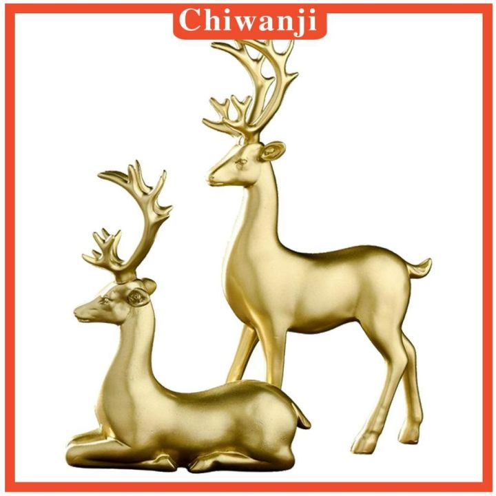 chiwanji-โมเดลเรซิ่นรูปปั้นกวาง-2-ชิ้น