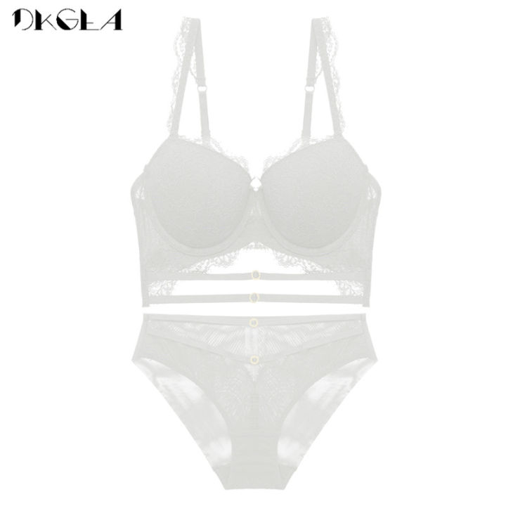 2021New Black Sexy Bras Women Underwear Set Push Up Brassiere Thick Cotton Embroidery Brand Lingerie B C D Cup Bandage Lace Bra Set