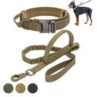 Tactical Dog Leash Collars  Adjustable Nylon Military Dog Collar Leads For Medium Large Dogs German Shepherd Training Hunting Leashes