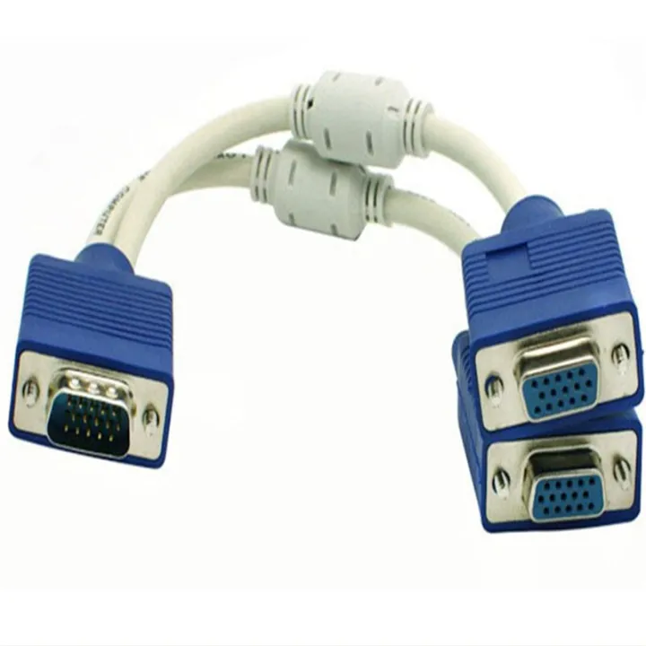 15 Pin Vga Male To 2 Female Y Splitter Cable Svga Monitor Adapter Extension Converter Video 2505