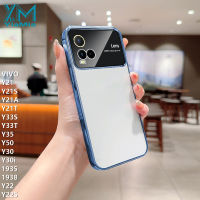 YiaMia เคสโทรศัพท์แฟชั่นสำหรับ VIVO Y21 Y21S Y21T Y21A Y33S Y33T Y35 Y50 Y30 Y30i 1938 Y22 Y22S ฟิล์มกล้องกันฝุ่นชุบโลหะด้วยไฟฟ้าสุดหรูหน้าต่างขนาดใหญ่ฝาครอบโทรศัพท์เนื้อนิ่ม TPU