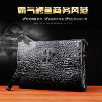 ❧✒ﺴ Genuine imported crocodile leather handbag mens large-capacity business leather envelope bag large-capacity clutch bag mens bag tide