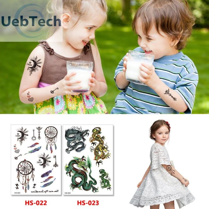 uebtech-my-6ชิ้นลายสักปลอมการ์ตูนน่ารักรอยสักที่ลบออกได้ทิ้งชายหญิงสำหรับผู้ใหญ่