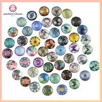 SGS 50Pcs 50รูปแบบ Cabochons แก้วพิมพ์ลาย กระจกสำหรับผู้หญิง 12mm ครับ พลอยโดมแบน กระเบื้องโมเสค สายรุ้งสีรุ้ง หมุนแก้ว cabochons ทำเครื่องประดับ DIY