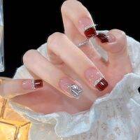 [COD] Blush nail detachable manicure piece exquisite girl heart pearl dot drill finished oil film net red wholesale