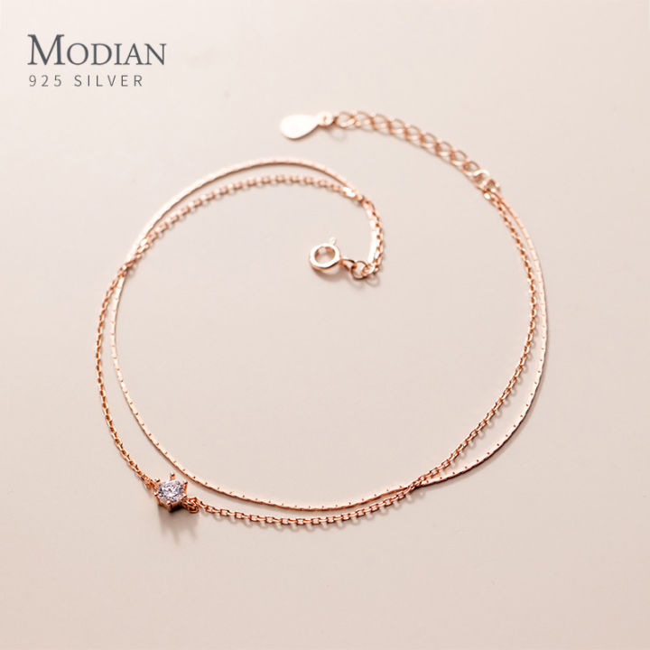 modian-silver-simple-double-layer-anklets-for-women-summer-trendy-925-sterling-silver-foot-jewelry-fashion-style-leg-bracelet