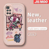 เคส JIUMOO สำหรับ Xiaomi Redmi 10 Prime Redmi เคสโทรศัพท์ลายการ์ตูนสีชมพูสติทซ์มอนสเตอร์ดีไซน์ใหม่นุ่มหนังเคสป้องกันกล้องฝาปิดด้านหลังเลนส์เต็มรูปแบบเคสกันกระแทก