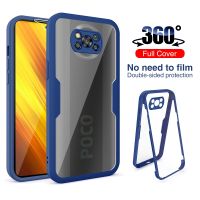 【Electronic Store】360เคสรวมทุกอย่างสำหรับ Xiaomi Poco X3 NFC เคสกันกระแทกสำหรับ Xiao Mi Poco X3 Pro 3X X 3ด้านฟิล์มเคสห่อหุ้ม