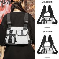 Tide brand tooling tactical functional vest shoulder chest bag personality street hip hop hiphop mobile phone bag rap backpack 【QYUE】