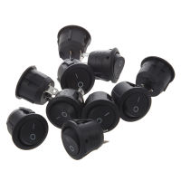 10Pcs AC 6A 10A 250V On Off Snap in SPST Round Boat Rocker Switch Black