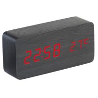 Wooden Square Desk Clock LED Digital Display Alarm Clock Temperature Display Clock for Bedroom Decoration Clock