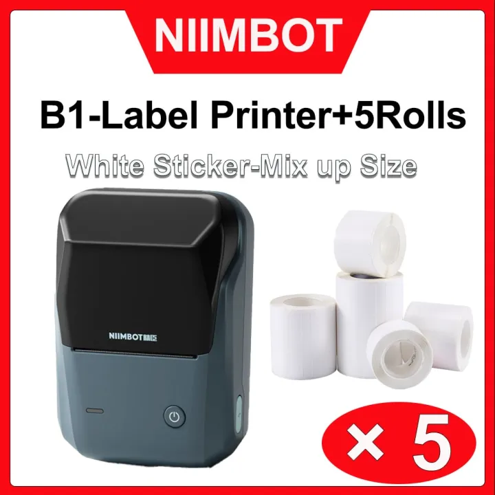 niimbot-เครื่องพิมพ์ฉลาก-b1พร้อมเครื่องพิมพ์บลูทูธบาร์โค้ดขนาดเล็กแบบใสชนิดต่างๆ5สติกเกอร์ม้วน-b1ม้วนสติกเกอร์