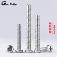 100Pcs M1/M1.2/M1.4/M1.6 Pan Head Machine Screws 304 Stainless Steel Phillips Bolts Lengthen ​3-16mm