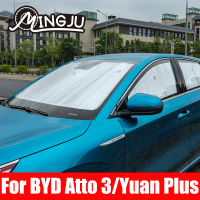 สำหรับ BYD Atto 3หยวนพลัส2022 2023รถหน้าต่างกระจกม่านบังแดดด้านหน้า UV ปกป้องสะท้อนสีอาทิตย์บังแดดเงิน