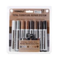 17Pcs Furniture Touch Up Kit Markers &amp; Filler Sticks Wood Scratches Restore Kit Scratch Patch Paint Pen Wood Composite Repair Pens