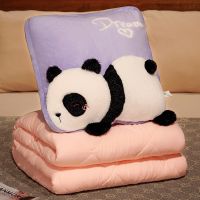 ↂ☽☍ Panda Dog Plush Pillow Quilt Hand Warmer Dual-Use Cushion Folding Blanket Car Office Sofa Cushion Quilt Couch Pillow Good Gift