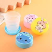 100ML Folding Cup With Lid Portable Reusable Plastic Water Cup Cartoon Collapsible Mouthwash Cup Travel Outdoor Drinking Cup