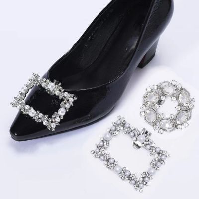 1Pair Lady High Heel Jewelry Decorative Shoes Clips Shiny Rhinestone Charm Buckles Women Bride Wedding Shoes Decorations
