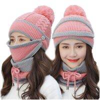 mjyf Conjunto de luvas e gorro Casual unissex malha quente para o inverno moda sólida 1 ชิ้น