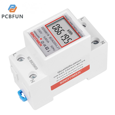 pcbfun AC 230V 5(80) วัตต์มิเตอร์ดิจิตอลเครื่องวัดพลังงานราง Din เครื่องวัดแรงดันไฟฟ้าปัจจุบันพร้อมจอแสดงรีเซ็ตฟังก์ชันไฟพื้นหลัง