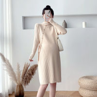 Autumn Winter Thick Warm Knitted Maternity Long Sweaters A Line Slim Dress Clothes For Pregnant Women Fashion Pregnancy