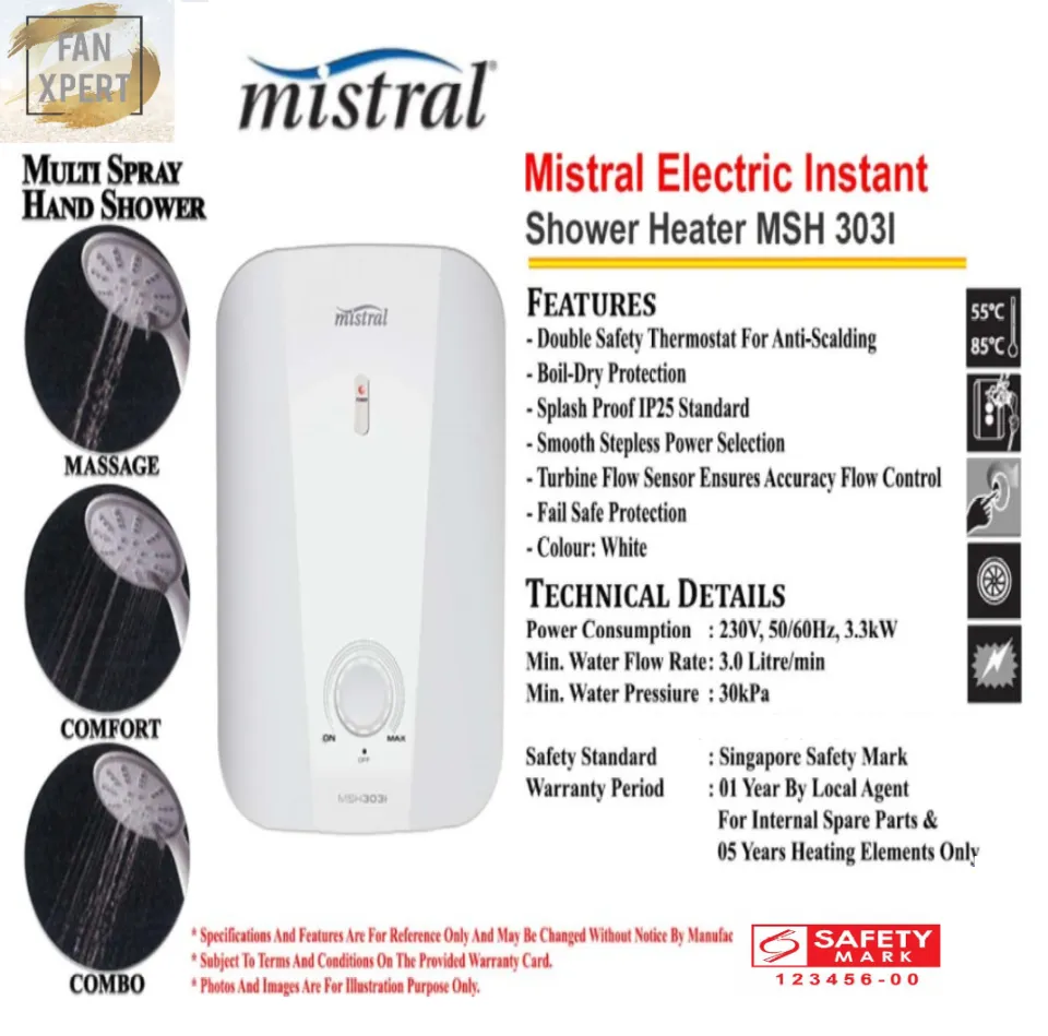 Mistral MSH 303i Instant Water Heater * Promotion* ⭐NEXT DAY INSTALLATION  AVAILABLE ⭐ | Lazada Singapore