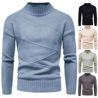 Mens Sweater Cross-border Mens Half-turtleneck Slim-fit Long-sleeved Sweater Base Shirt