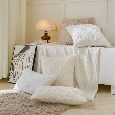 30x50cm/45x45cm/50x50cm Throw Pillow Case For Sofa Bed Car Living Room Plush Cushion Cover Sleeping White Cream Apricot  Pillowcase Cotton Linen Home Decor 3D Design