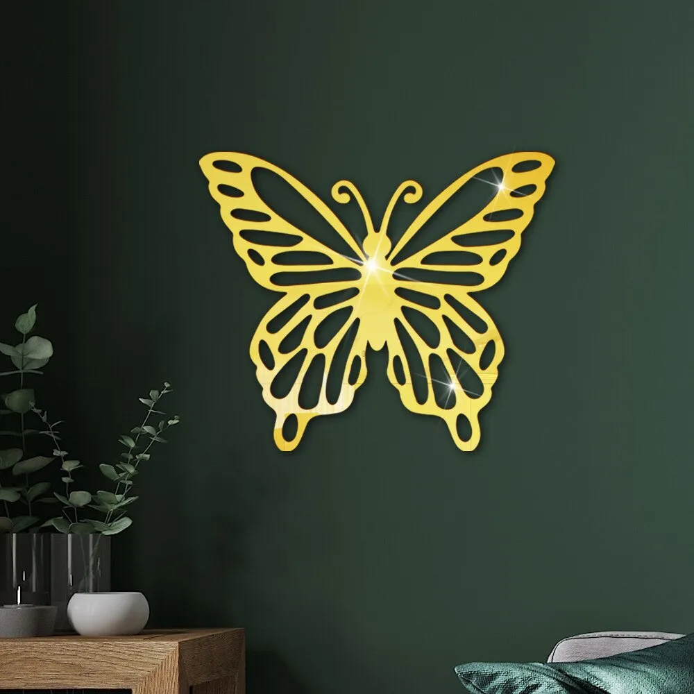 Butterfly Wall Sticker Acrylic Mirror Decal Home Decor Paste ...