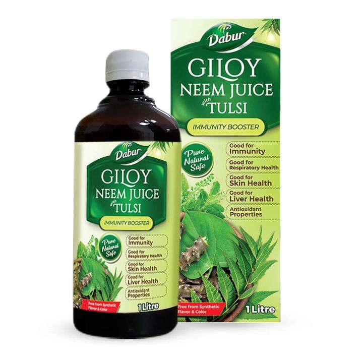 Dabur Giloy Neem Juice with Tulsi, 1Ltr- Immunity Booster, Pure ...