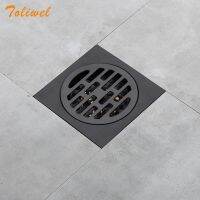 Black Bathroom Square Shower Drain Stainless Steel Floor Drainer Trap Waste Grate Round Cover Hair Strainer