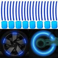 Blue Luminous Valve Caps Car Wheel Reflective Stickers Night Glowing Car Motorcycle Wheel Tire Tyre Hub Luminous Valve Stem Caps Wheel Covers