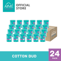 AIME Cotton Bud 100sticks, เอเม่ คอตตอนบัตหัวกลม ก้านกระดาษนำเข้าจากญี่ปุ่น (24กล่อง) (100ก้าน/กล่อง)