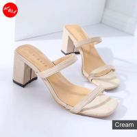 KM Women Brizia Square Open Toe High Heels Kasut Tinggi Shoes Dinner Office Wear [SH27650]