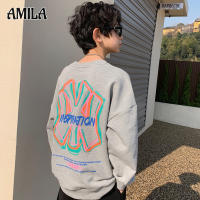 AMILA เสื้อกันหนาวเด็กผู้ชายแขนยาวหล่อสไตล์เกาหลีเสื้อแบบหลวม