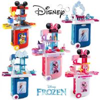 Disney Mickey Frozen Cosmetics Makeup Set Kitchenware Medical Toy Girls Princess Case Birthday Gift Children Pretend Education