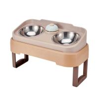 Dog Food Bowls Elevated Spillproof Stainless Steel Dog Dishes Tall Stand with Bell Calling Adjustable Height Raised Feeder for Medium and Large Dogs Dog Feeding &amp; Watering Supplies refined