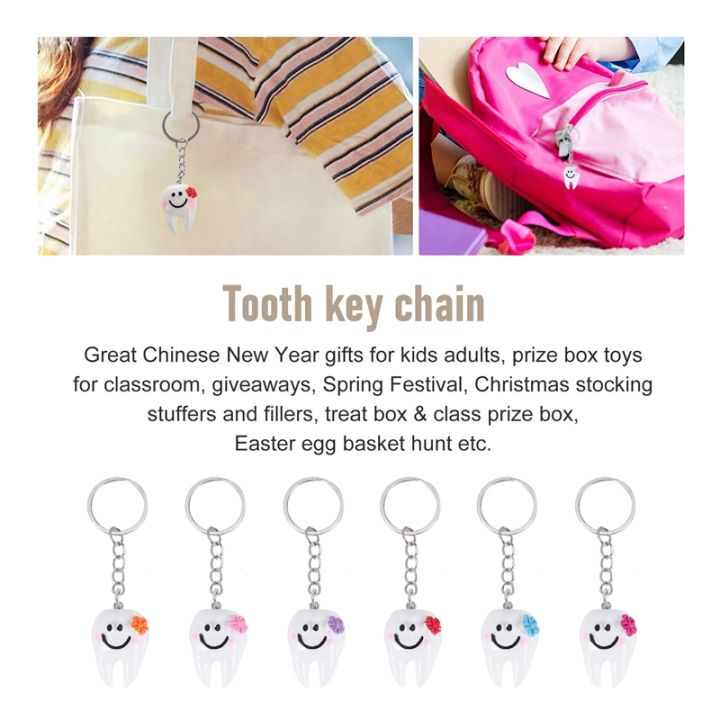 20-pcs-keychain-key-ring-hang-tooth-shape-cute-dental-gift