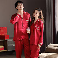 Factory Outlet Summer Ice Silk Red Wedding Pajama New Couple Suit Sexy Year -Old MenS WomenS Home Service