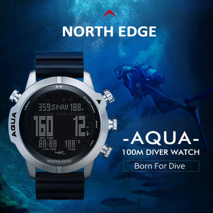 NORTH EDGE AQUA Original Men 'S Professional ดำน้ำคอมพิวเตอร์นาฬิกาดำน้ำ50M นาฬิกาดำน้ำ