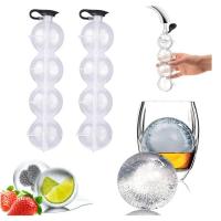 4 Cavity Ice Cube Shaper Ice Mold Flexible Silicone Ice Kitchen Cocktail Ball Mesh Party Tool For Bar Round Whiskey DIY V8F0